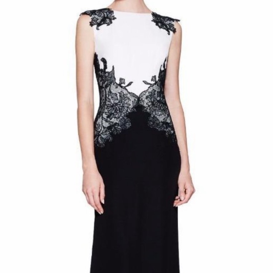 Tadashi Shoji Petite Colorblock Lace Gown